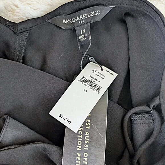 NWT Banana Republic Asymmetrical Seam Midi Slip Dress Black Size 14 - Picture 3 of 5